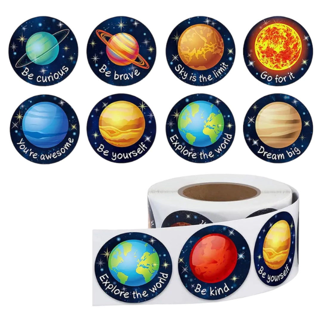 100 Stickers en Rollo - Modelos Planetas