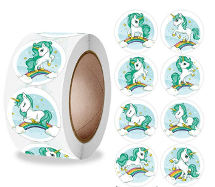 100 Stickers en Rollo - Modelos Unicornios