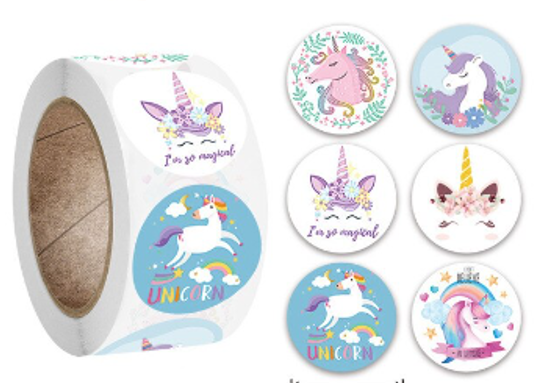 100 Stickers en Rollo - Modelos Unicornios